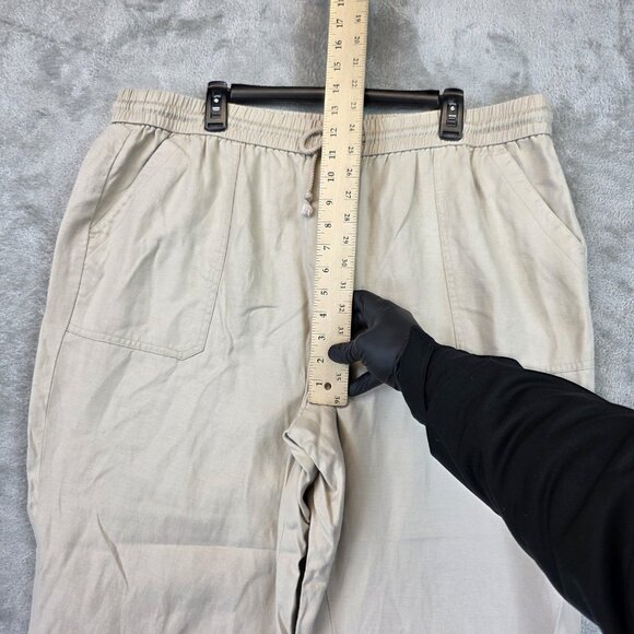 Talbots Pants Womens 2X Beige Linen Tencel Blend Drawstring Elastic Tapered - Picture 3 of 10